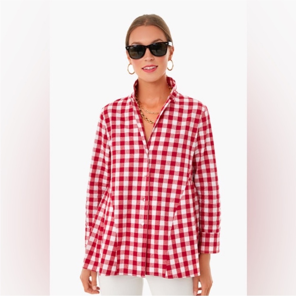 Pomander Place Red and White Gingham Button-Up Shirt